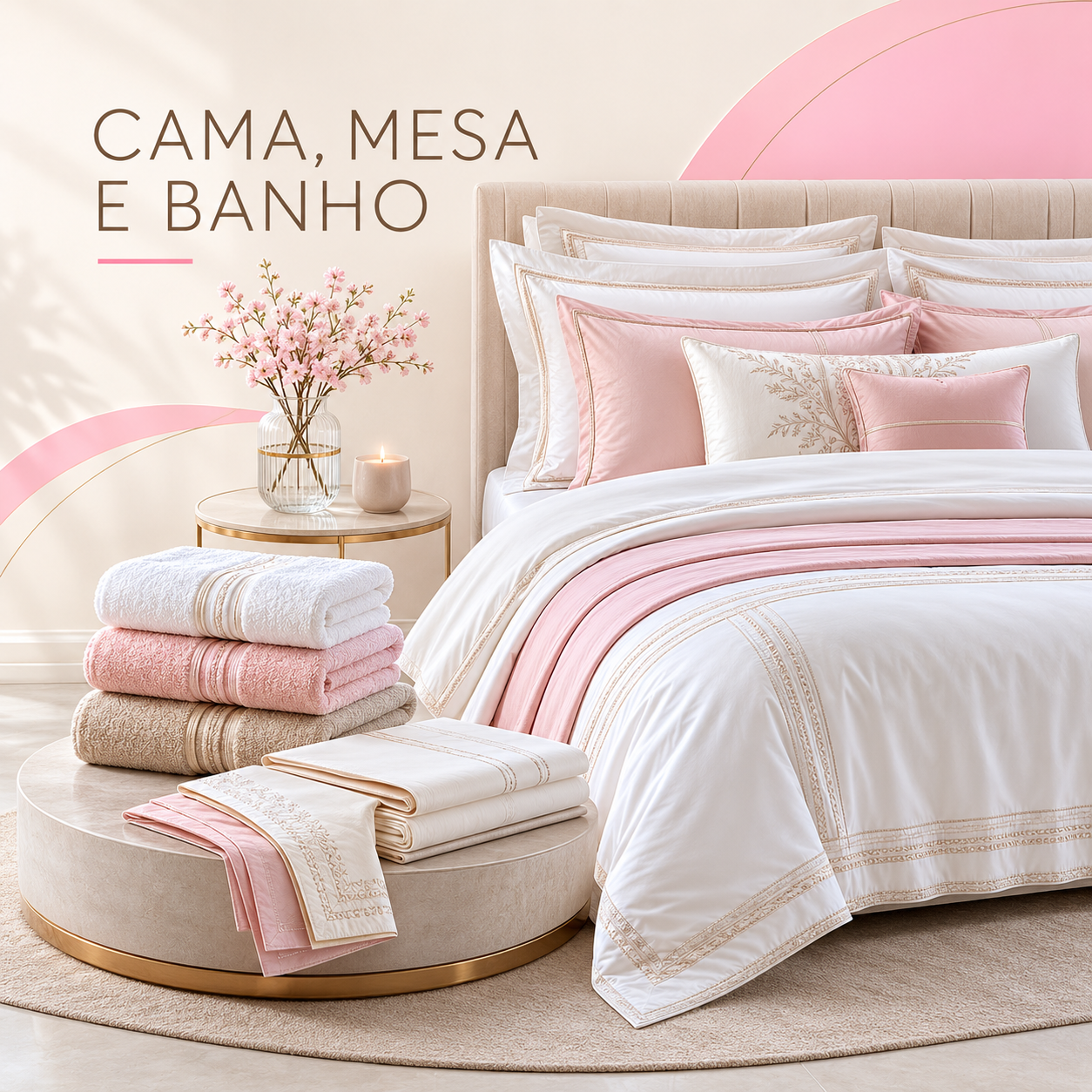 Cama, mesa e banho
